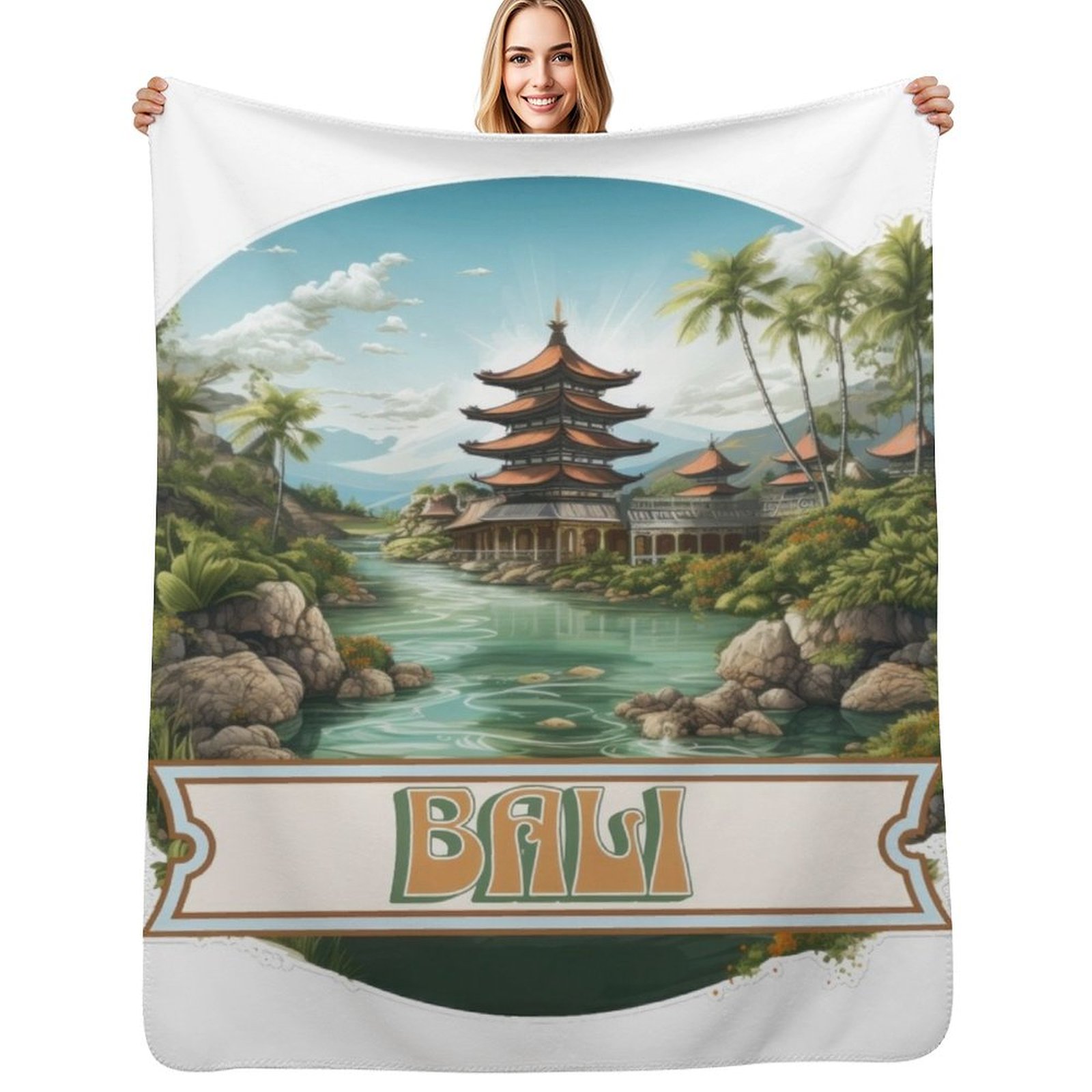3D Printing Bali - バリ島 インドネシア製 スローブランケット スタイリッシュなソファブランケット 家庭用 リビングルーム用