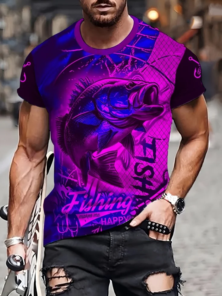 メンズファッション 3D魚柄グラフィックTシャツ 釣りは私を - 3D Printing Maket のレビューと価格