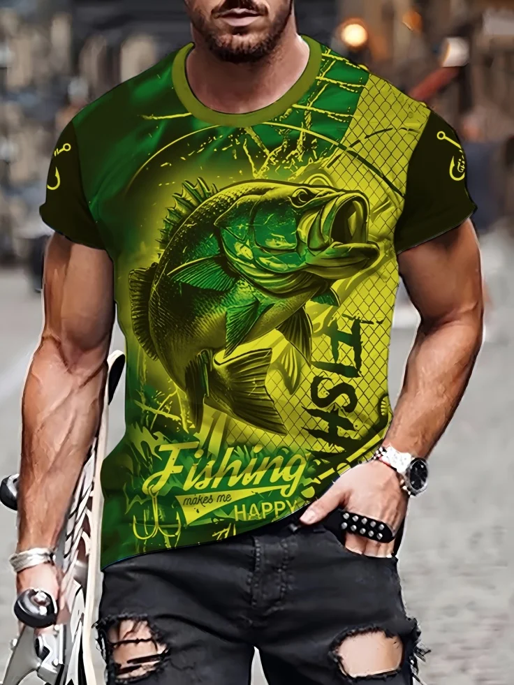 メンズファッション 3D魚柄グラフィックTシャツ 釣りは私を - 3D Printing Maket のレビューと価格