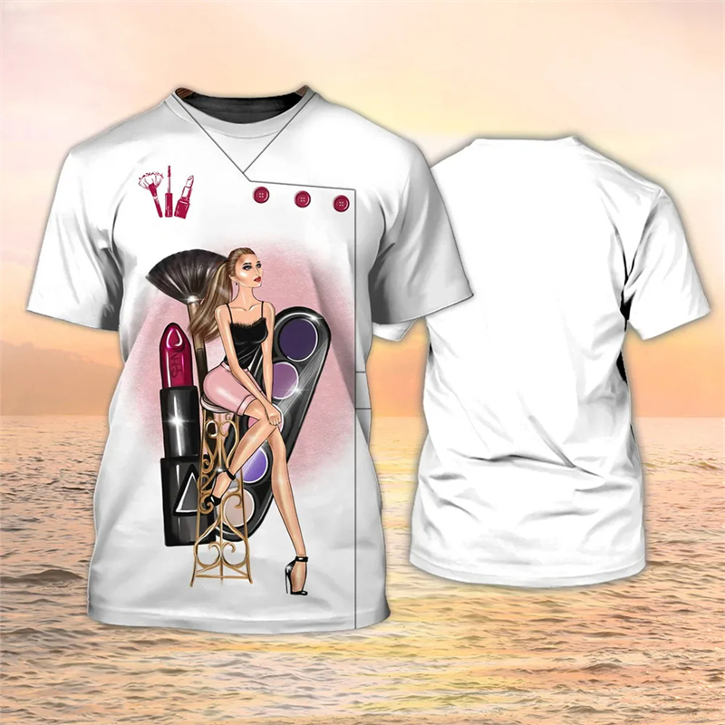 女性用の特大Tシャツ,化粧品,3Dプリントストリートウェア, - 3D Printing Maket のレビューと価格