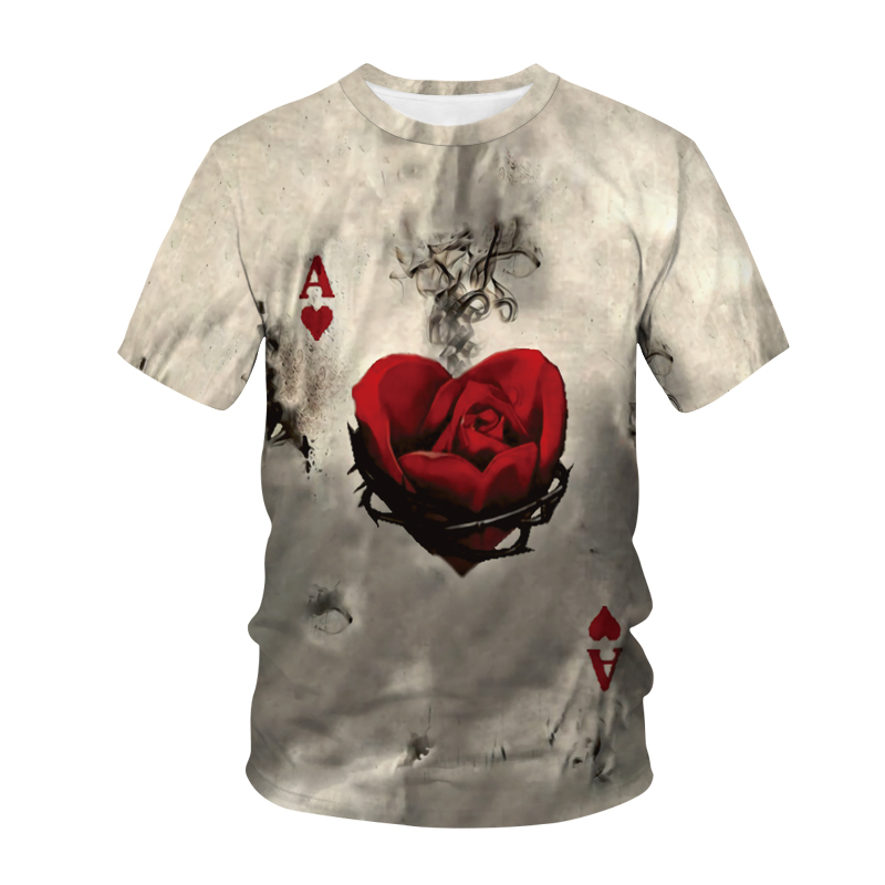 男性用3DプリントTシャツ,花柄,ラウンドネック,半袖,スト - 3D Printing Maket のレビューと価格