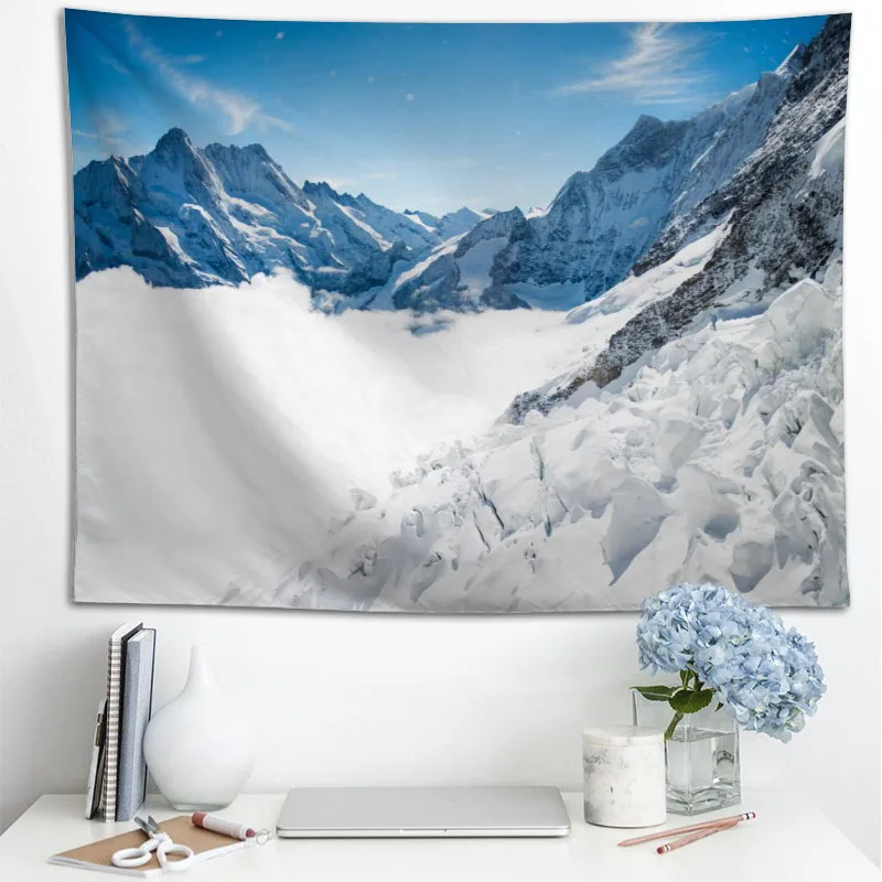 壁に掛ける雪の風景タペストリー,HDデジタル印刷,家の装飾, - 3D Printing Wall Loops のレビューと価格